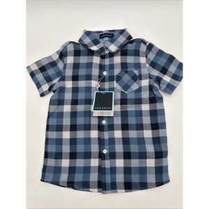 ANDY & EVAN Blue Plaid Short Sleeved Button Up Shirt Toddler 4t New Tags